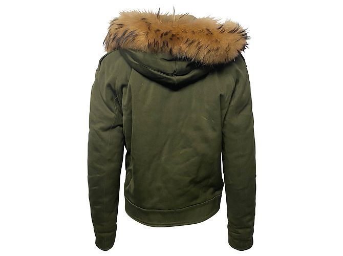 Parka con capucha y ribete de piel de Sandro Paris en algodón verde - vista 2