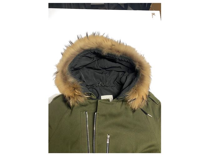 Parka con capucha y ribete de piel de Sandro Paris en algodón verde - vista 3