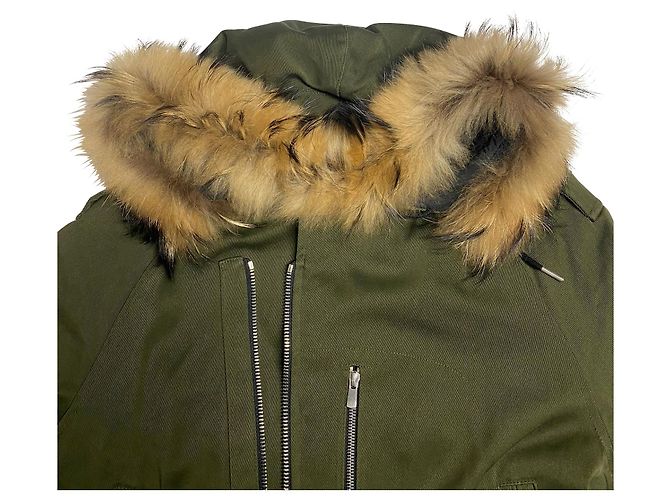 Parka con capucha y ribete de piel de Sandro Paris en algodón verde - vista 4