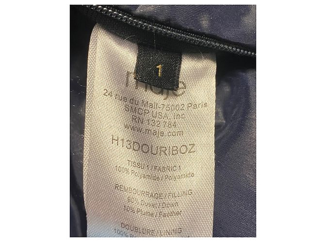 Jaqueta comprida maje com capuz com acabamento de pele em nylon azul - vista 7