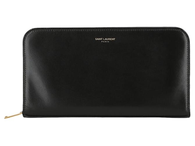 Saint Laurent Mens ZipAround Leather Wallet Black ref.416036 Joli Closet