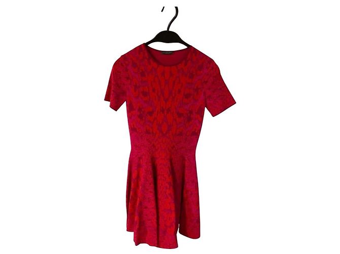 Alexander McQueen Abito skater con stampa leopardata rosa e rossa Rosso - vista 2