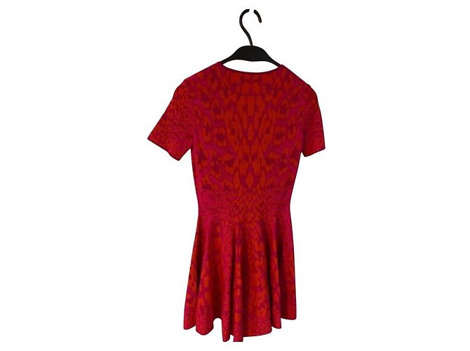 Alexander McQueen Abito skater con stampa leopardata rosa e rossa Rosso - vista 3