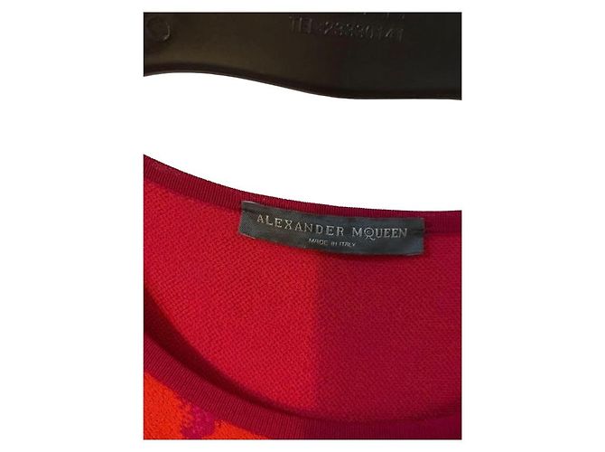 Alexander McQueen Abito skater con stampa leopardata rosa e rossa Rosso - vista 4