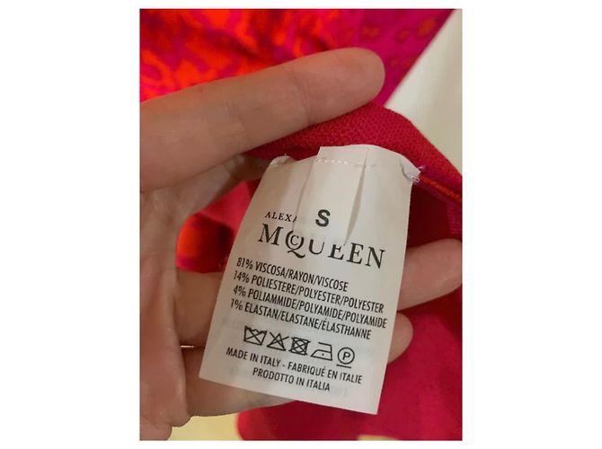 Alexander McQueen Abito skater con stampa leopardata rosa e rossa Rosso - vista 5