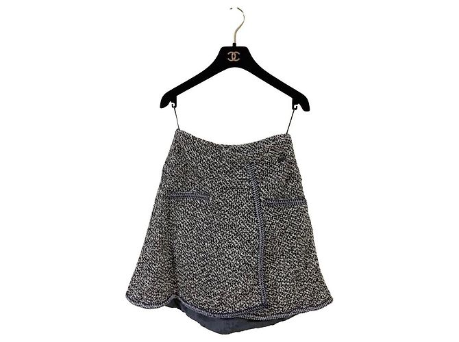 Falda Chanel Tweed MB103 Negro Blanco - vista 2