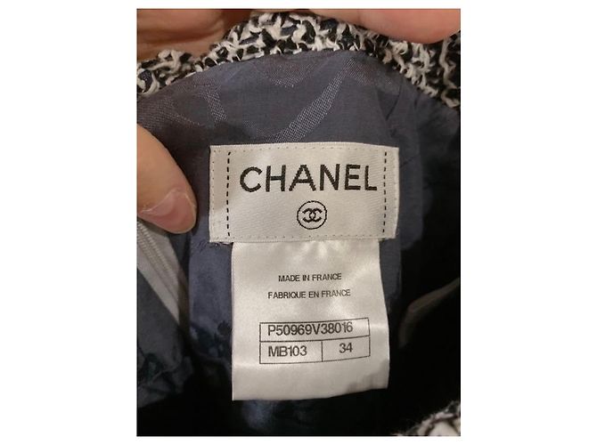 Falda Chanel Tweed MB103 Negro Blanco - vista 5