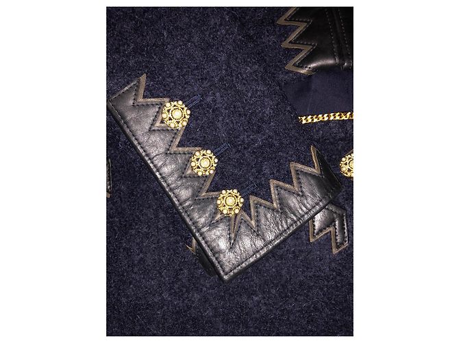Completo Gonna e Giacca Chanel in Tweed Ecru e Nero D'oro Blu navy - vista 19