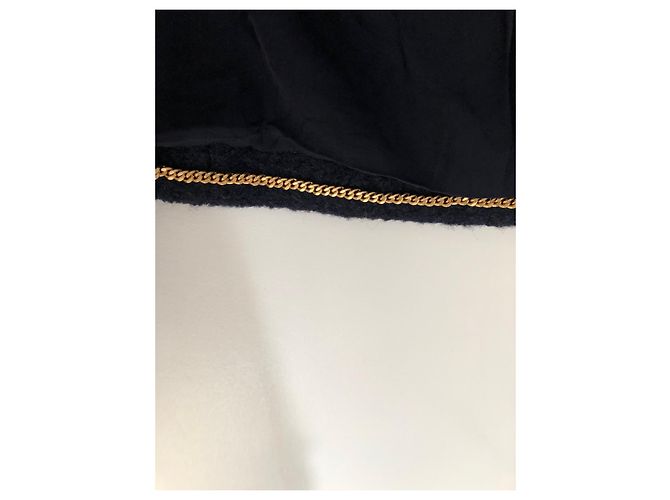 Completo Gonna e Giacca Chanel in Tweed Ecru e Nero D'oro Blu navy - vista 5
