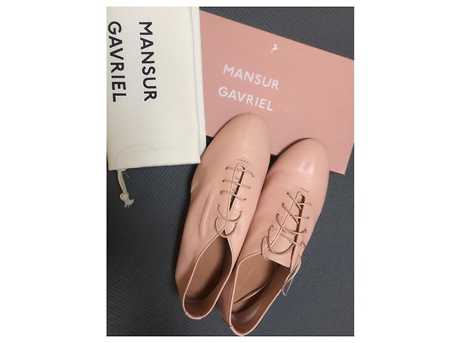 Mansur Gavriel Chaussures Lace Ups en Cuir d'Agneau Rose Taille 36 - vue 7