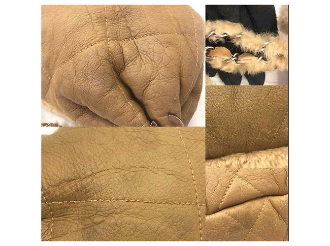 Vintage Chanel Schultertasche aus Lammfell Beige - Ansicht 10