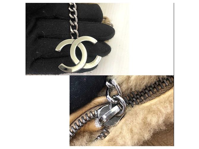 Vintage Chanel Schultertasche aus Lammfell Beige - Ansicht 9