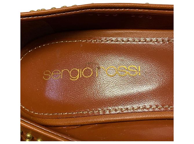 Sergio Rossi con tacco borchiato in pelle marrone - vista 7
