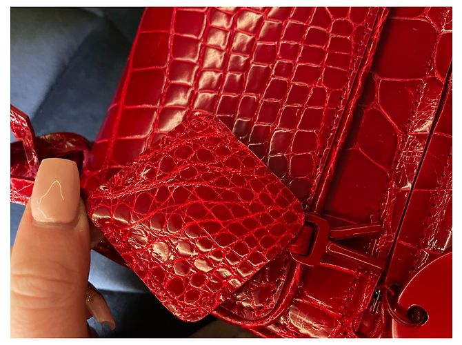Borsa Louis Vuitton in pelle di alligatore rossa Rosso - vista 14