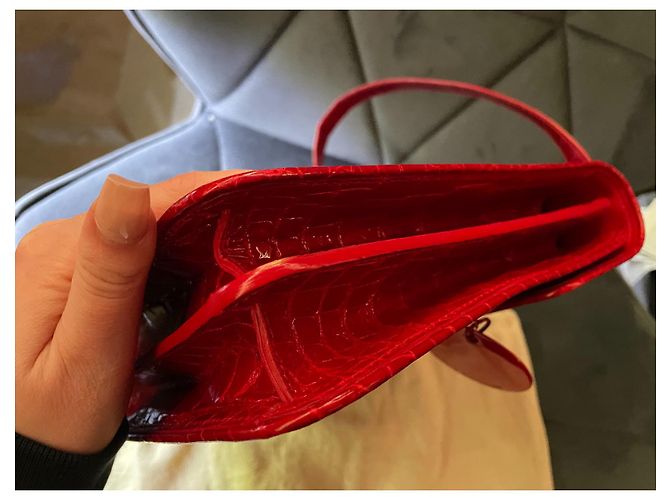 Borsa Louis Vuitton in pelle di alligatore rossa Rosso - vista 5