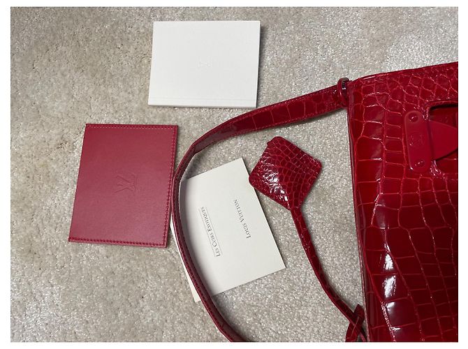 Borsa Louis Vuitton in pelle di alligatore rossa Rosso - vista 8