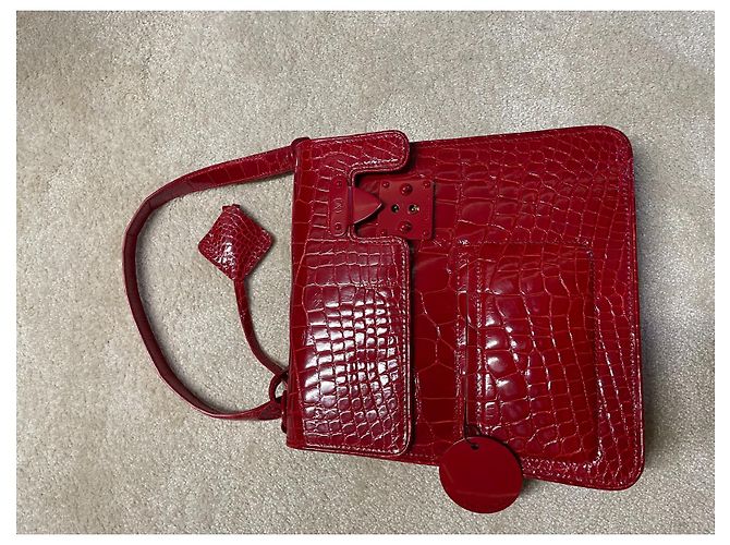 Borsa Louis Vuitton in pelle di alligatore rossa Rosso - vista 9
