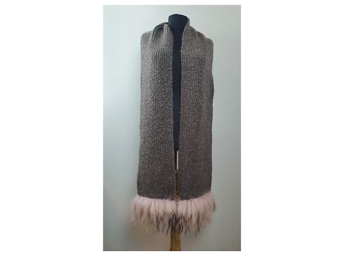 Bufanda Munthe Plus Simonsen con piel de mapache rosa gris Multicolor - vista 2