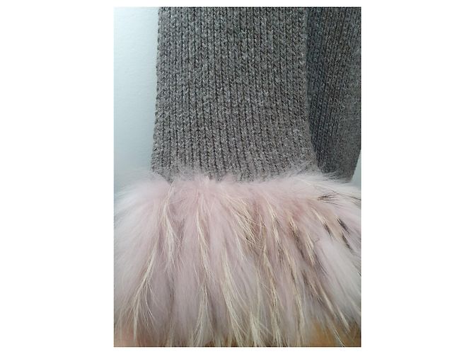 Bufanda Munthe Plus Simonsen con piel de mapache rosa gris Multicolor - vista 3