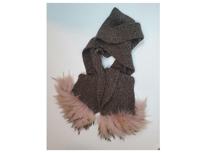 Bufanda Munthe Plus Simonsen con piel de mapache rosa gris Multicolor - vista 4