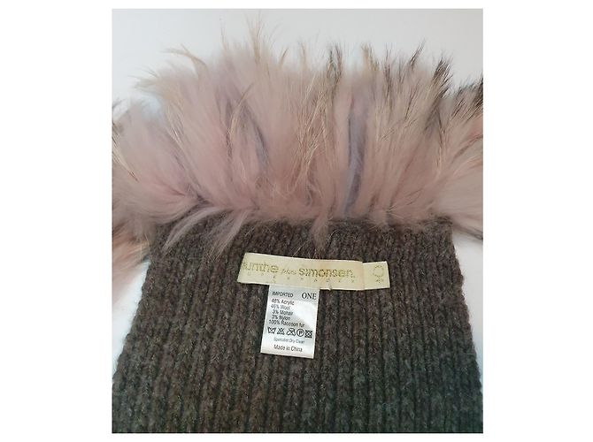 Bufanda Munthe Plus Simonsen con piel de mapache rosa gris Multicolor - vista 5