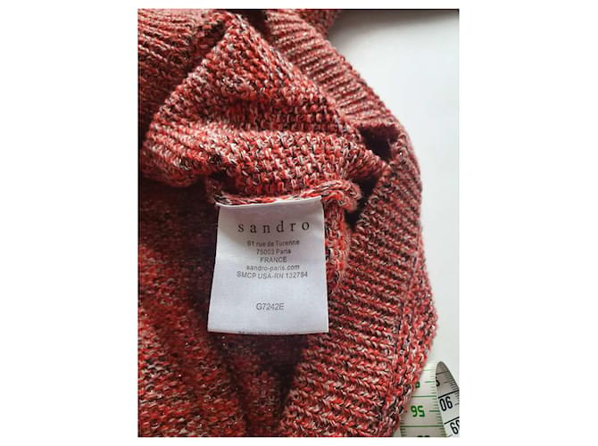Sandro Strickjacke aus Leinen Baumwolle und Leder Mehrfarben - Ansicht 6