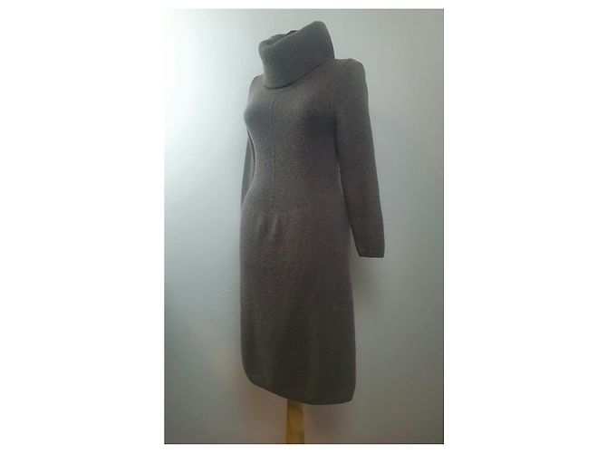 Autre Marque Repeat Polo Kleid aus Wolle und Kaschmir Grau - Ansicht 3