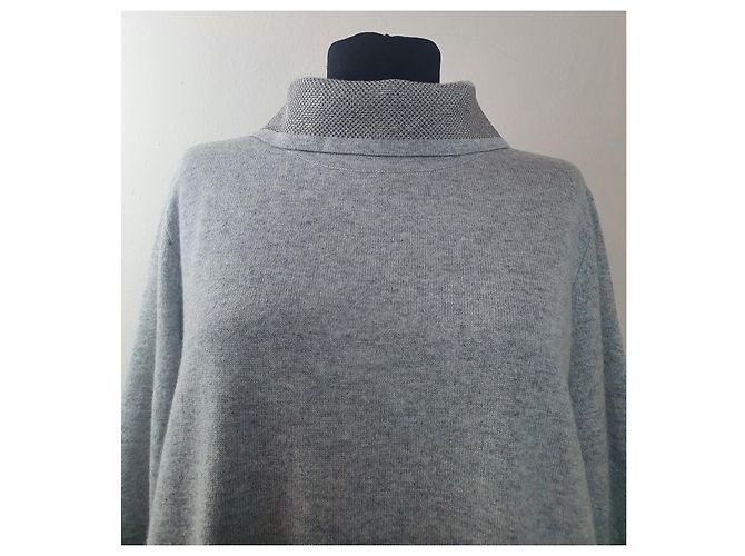 Fabiana Filippi Oversize grauer langer Woll und Seidenpullover - Ansicht 2
