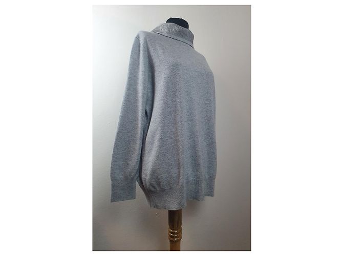 Fabiana Filippi Oversize grauer langer Woll und Seidenpullover - Ansicht 3