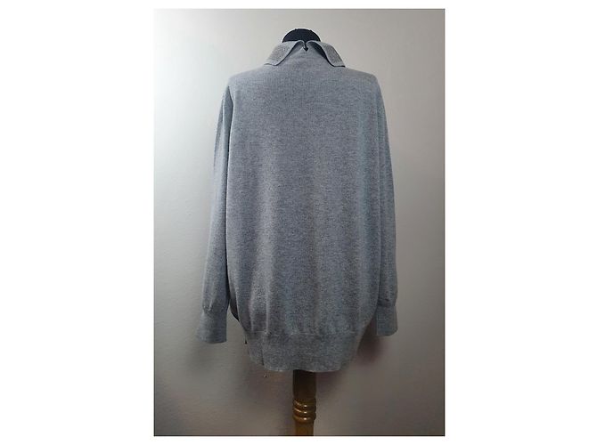 Fabiana Filippi Oversize grauer langer Woll und Seidenpullover - Ansicht 4