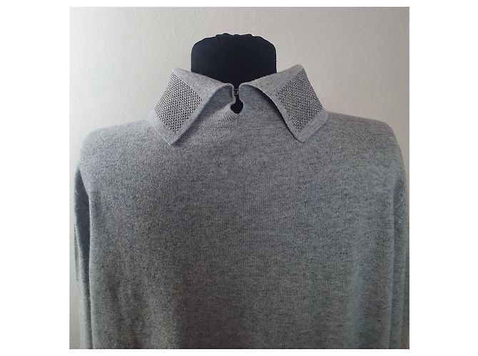 Fabiana Filippi Oversize grauer langer Woll und Seidenpullover - Ansicht 5