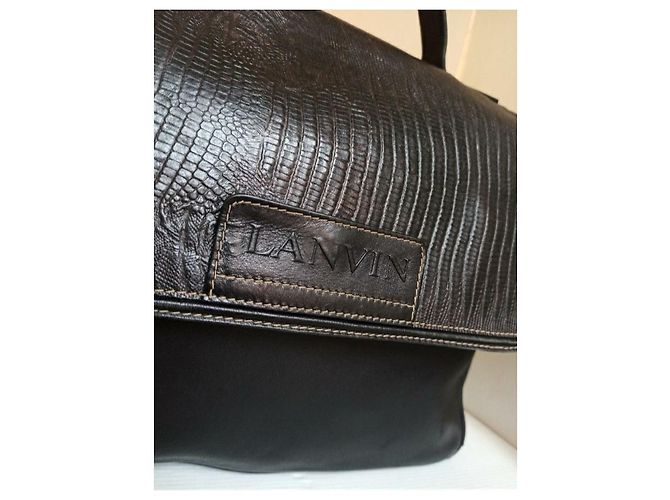 Lanvin borsa tracolla cartella Marrone Nero - vista 10