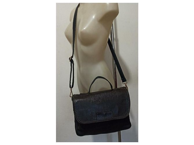 Lanvin borsa tracolla cartella Marrone Nero - vista 4