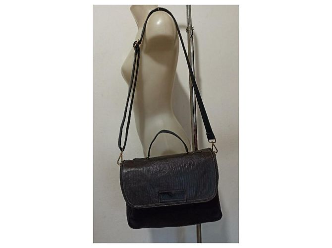 Lanvin borsa tracolla cartella Marrone Nero - vista 5
