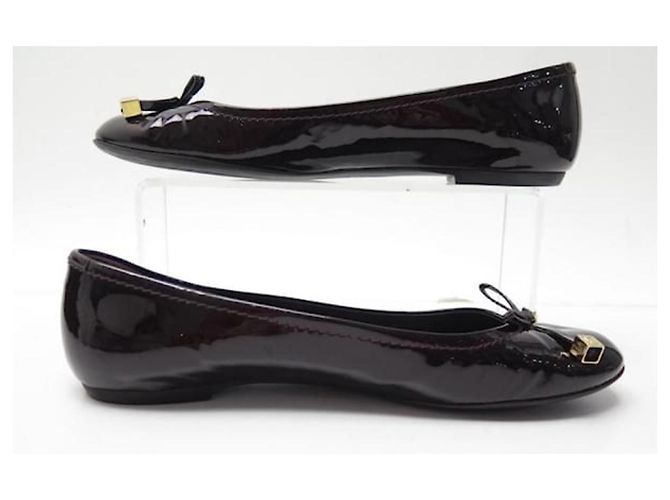 Louis Vuitton Ballerinas Debbie Dark Red Patent Leather Shoes 38.5 - vista 2