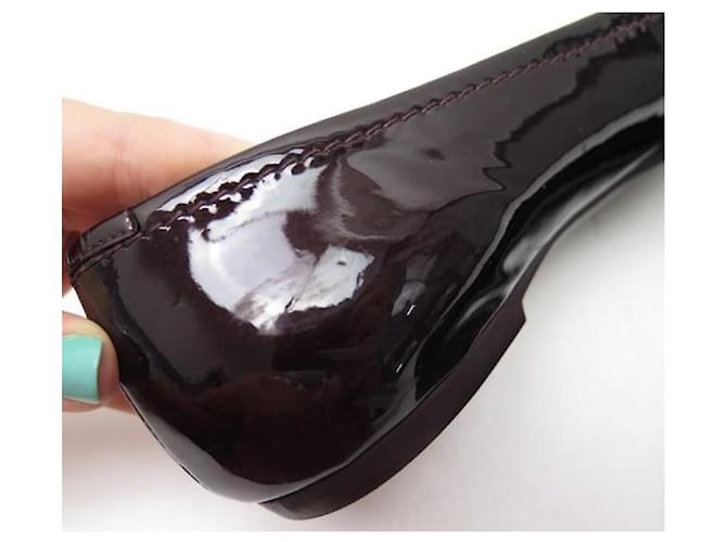 Louis Vuitton Ballerinas Debbie Dark Red Patent Leather Shoes 38.5 - vista 7