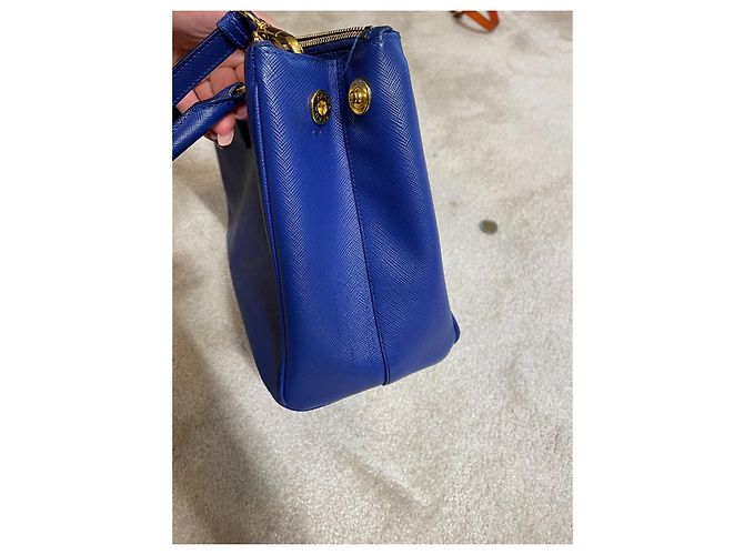 Borsa Prada in pelle saffiano blu royal - vista 3