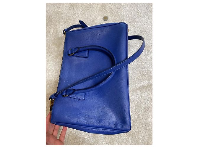 Borsa Prada in pelle saffiano blu royal - vista 5