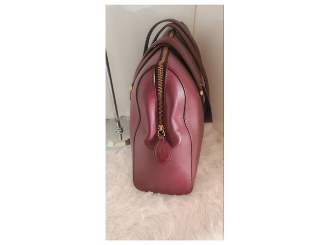 Cartier Cabas Tasche aus burgunderrotem Leder Bordeaux - Ansicht 3