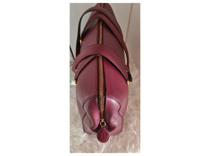 Cartier Cabas Tasche aus burgunderrotem Leder Bordeaux - Ansicht 6