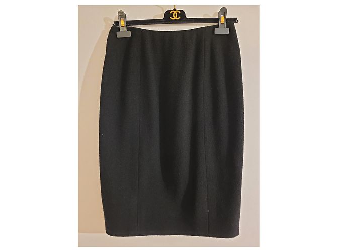 Saia Chanel de tweed de lã preta Preto - vista 6
