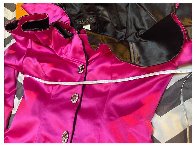 Giacca Casadei Rosa Fuchsia con Volant e Pizzo Nero Fuschia - vista 10