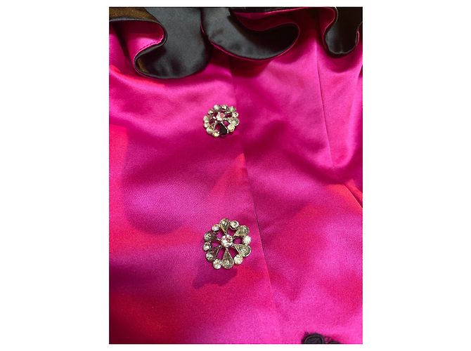Giacca Casadei Rosa Fuchsia con Volant e Pizzo Nero Fuschia - vista 20