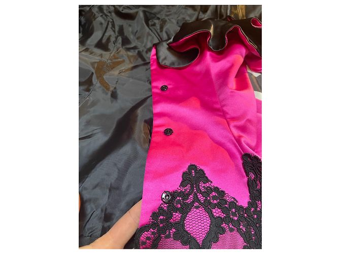 Giacca Casadei Rosa Fuchsia con Volant e Pizzo Nero Fuschia - vista 5
