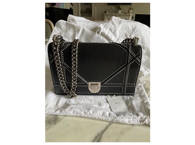 Borsa Dior Diorama M in pelle d'agnello nera Nero - vista 2