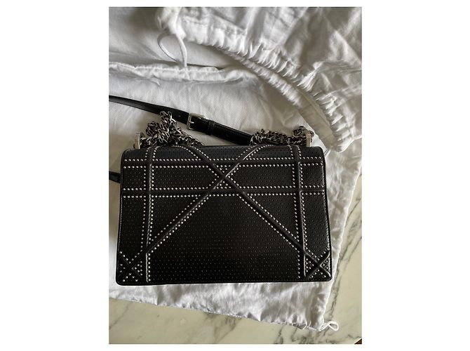 Borsa Dior Diorama M in pelle d'agnello nera Nero - vista 3