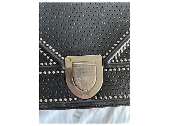 Borsa Dior Diorama M in pelle d'agnello nera Nero - vista 6