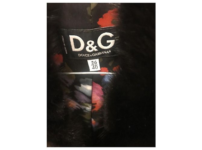 Dolce & Gabbana Abrigo de lana negro con cuello de visón negro - vista 4