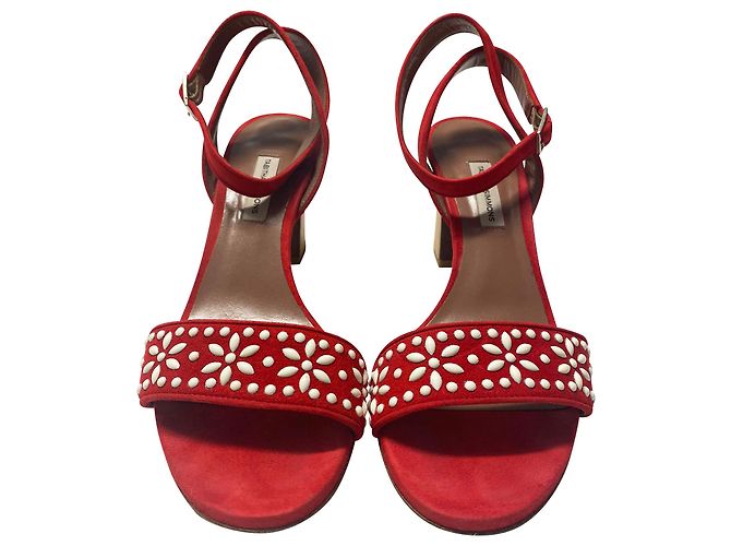 Sandali Tabitha Simmons Gia Bead decorati in pelle scamosciata rossa Rosso - vista 2