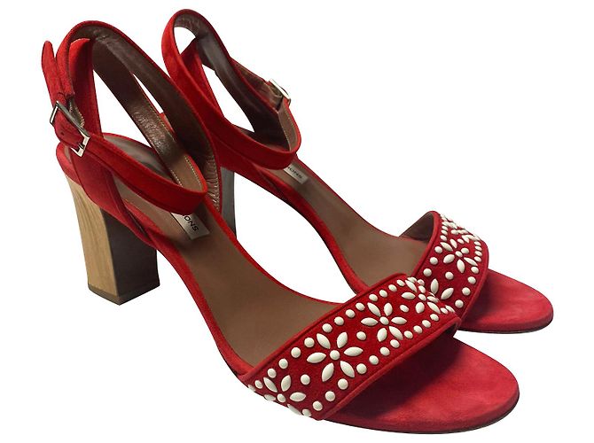 Sandali Tabitha Simmons Gia Bead decorati in pelle scamosciata rossa Rosso - vista 3